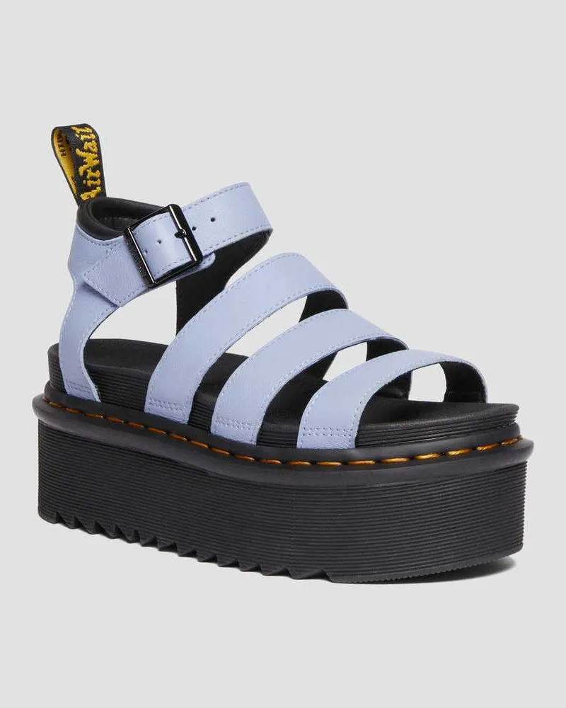 Dr.Martens Blaire Quad Pisa Leder Plateau Riemensandalen in Blau, Größe Blau