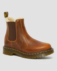 Dr.Martens Leder 2976 Leonore Chelsea Stiefel Mit Kunstpelzfutter in Braun Braun