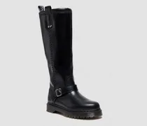 Anistone Kniehohe Orleans Leder Biker Stiefel in Schwarz, Größe
