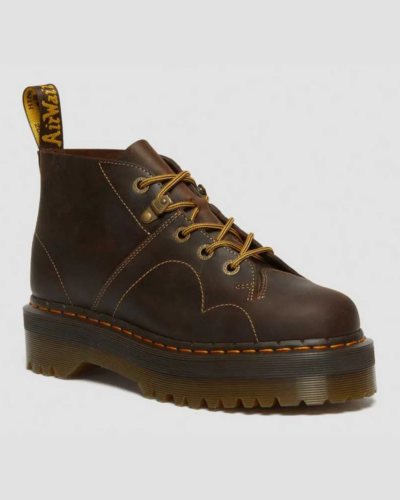Dr.Martens Leder Church Arc Crazy Horse Monkey Plateaustiefel in Braun, Größe Braun