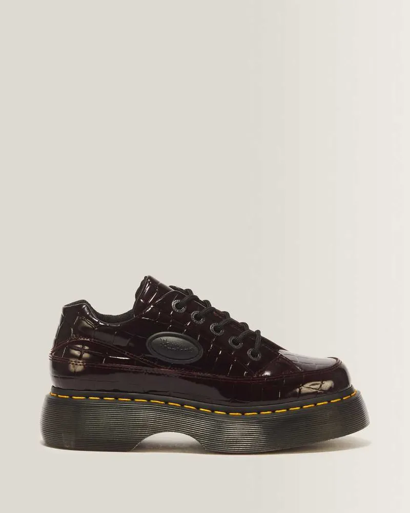 Dr.Martens Buzz 5-Ösen Croc Emboss Leder Schuhe in Rot, Größe Rot