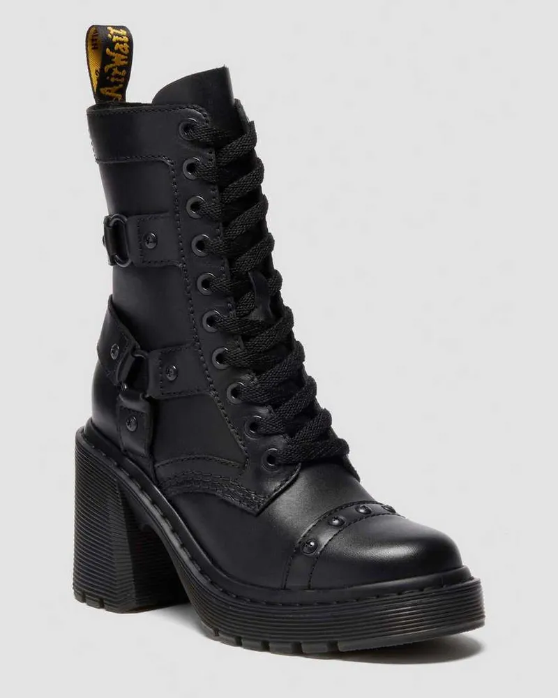 Dr.Martens Chesney Harness Sendal Leder Stiefel Mit Absatz in Schwarz, Größe Schwarz