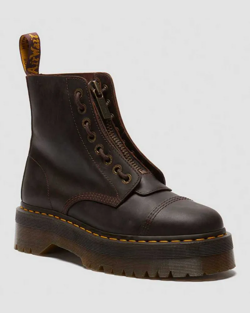 Dr.Martens Sinclair Crazy Horse Leder Plateaustiefel Schuhe in Braun, Größe Braun