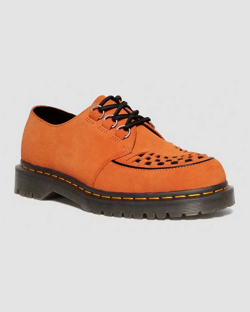Dr.Martens Suède Ramsey Woven Wildleder Creeper Schuhe in Orange, Größe Orange