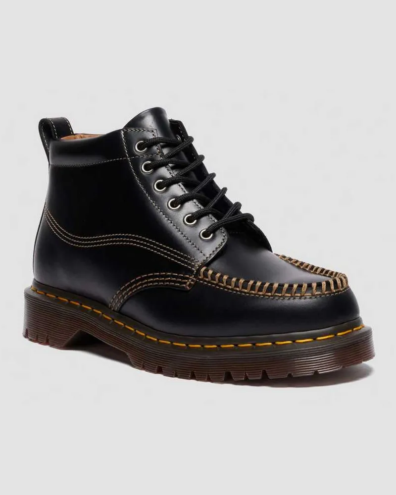 Dr.Martens Lowell Chukka Moc Toe Leder Ankle Stiefel Schuhe in Schwarz, Größe Schwarz