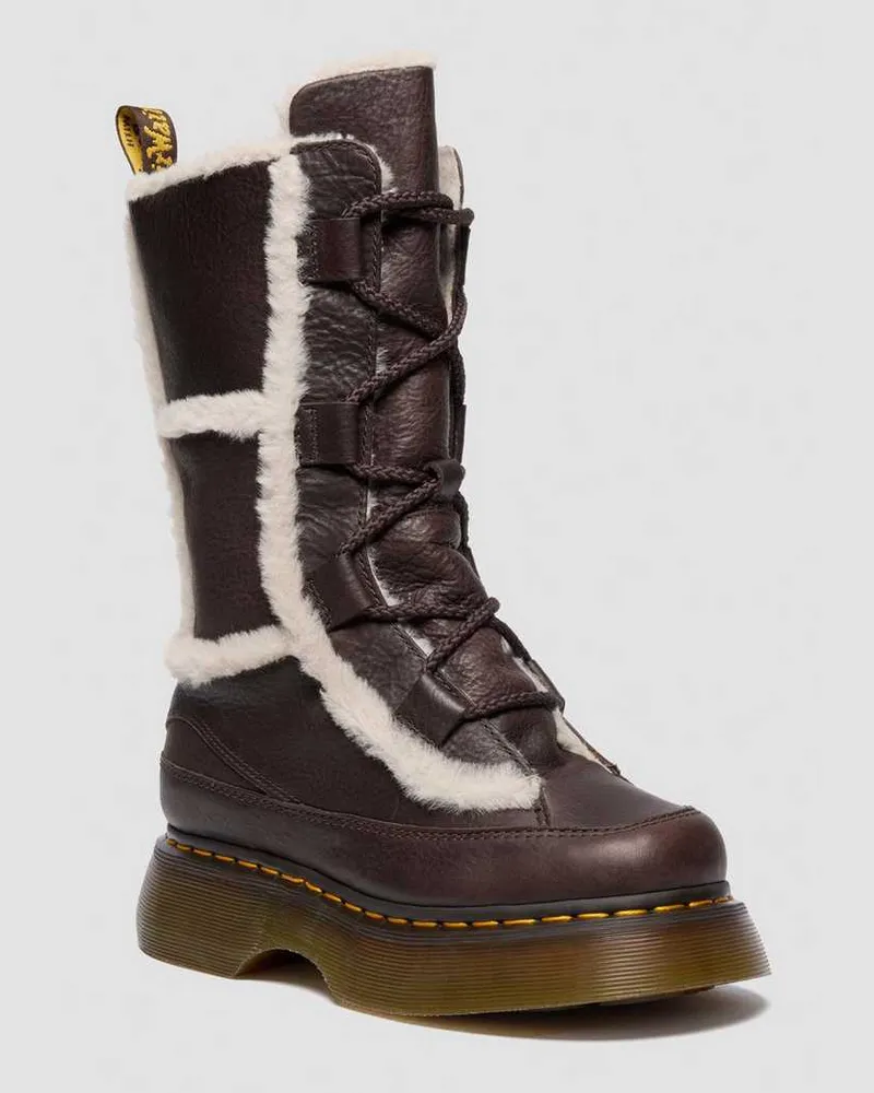 Dr.Martens Buzz Grizzly Leder Schnürstiefel Mit Kunstfellfutter in Braun, Größe Braun