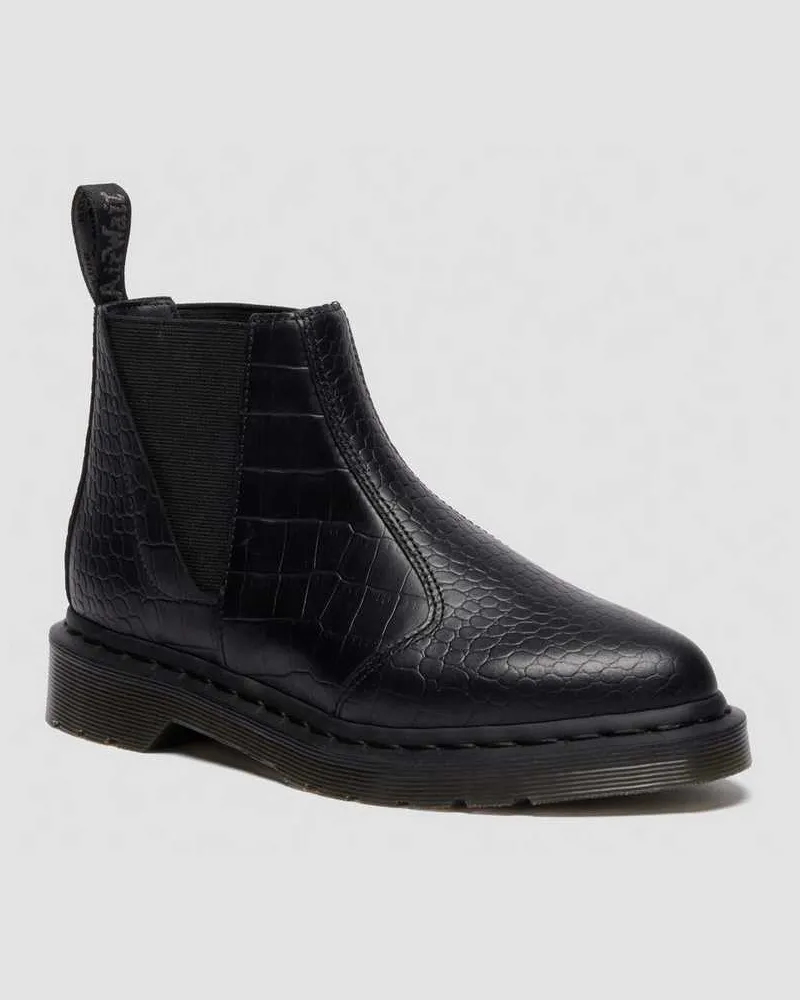 Dr.Martens Bianca II Tapered Croc Emboss Leder Lo Stiefel in Schwarz, Größe Schwarz