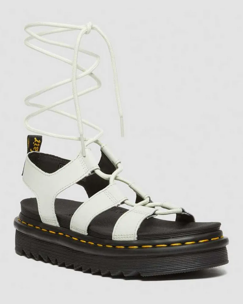 Dr.Martens Nartilla Leder Gladiatorsandalen in Creme/Grün, Größe Creme