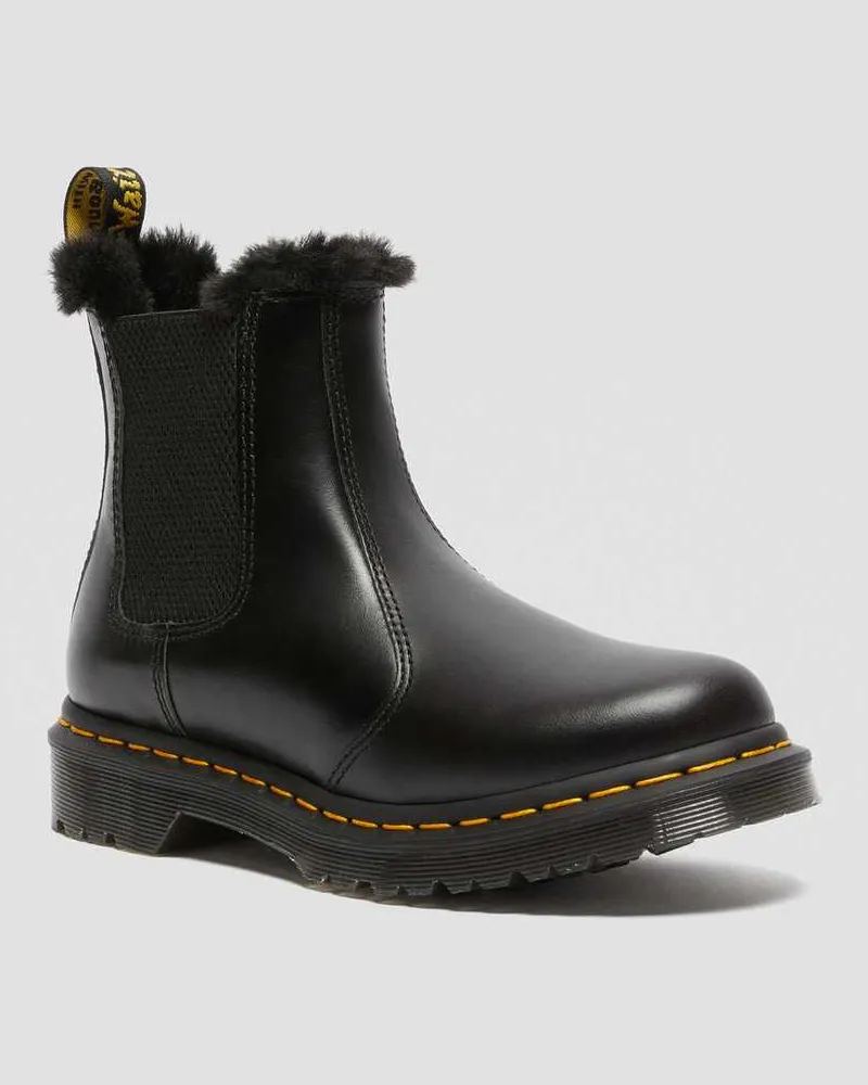 Dr.Martens 2976 Leonore Kunstpelz Gefütterte Chelsea Stiefel, Leder, Grau, Schuhe in Schwarz/Grau, Größe Schwarz