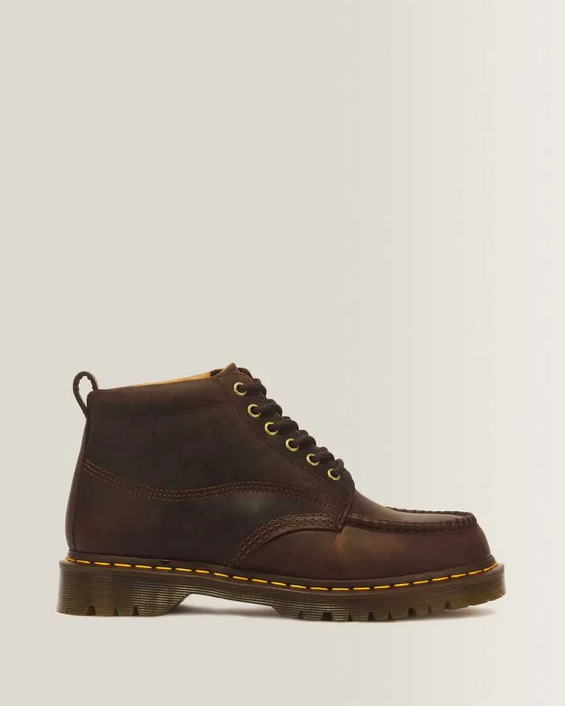 Dr.Martens Lowell Chukka 6-Ösen Crazy Horse Leder Moc Toe Stiefel in Braun, Größe Braun