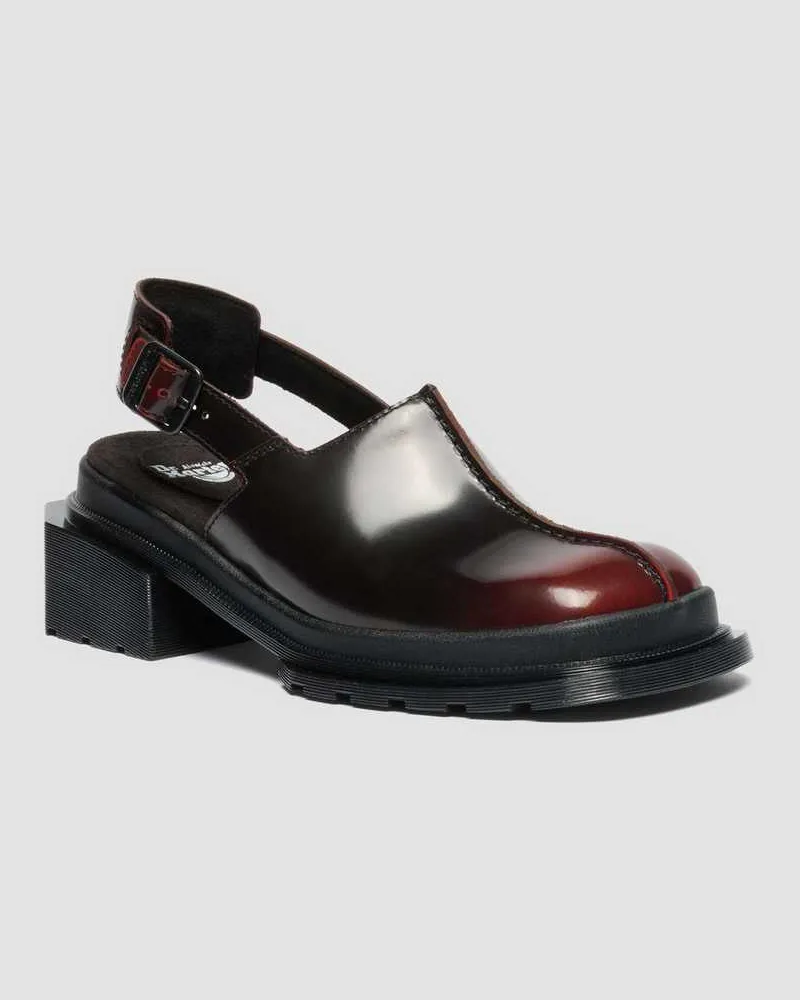 Dr.Martens Maybole Square Toe Rub Off Leder Mules in Rot, Größe Rot