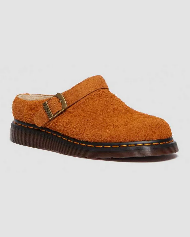 Dr.Martens Isham Faux Shearling Lined Wildleder Mules in Bräunen/Braun, Größe Bräunen