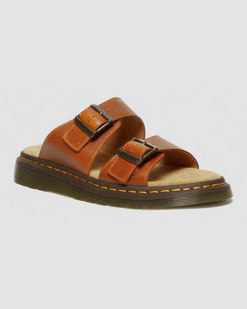 Dr.Martens Josef Leder Buckle Slide Sandalen in Braun/Bräunen, Größe Braun