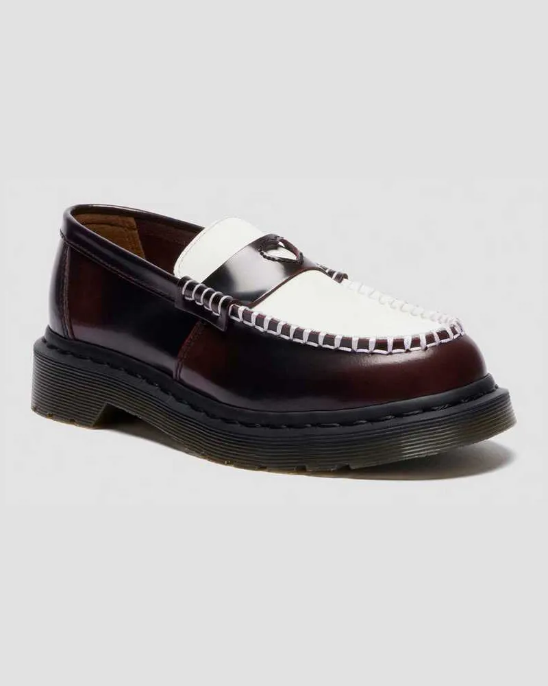 Dr.Martens Penton Heart Zweifarbige Rub-Off Leder Loafer in Rot, Größe Rot