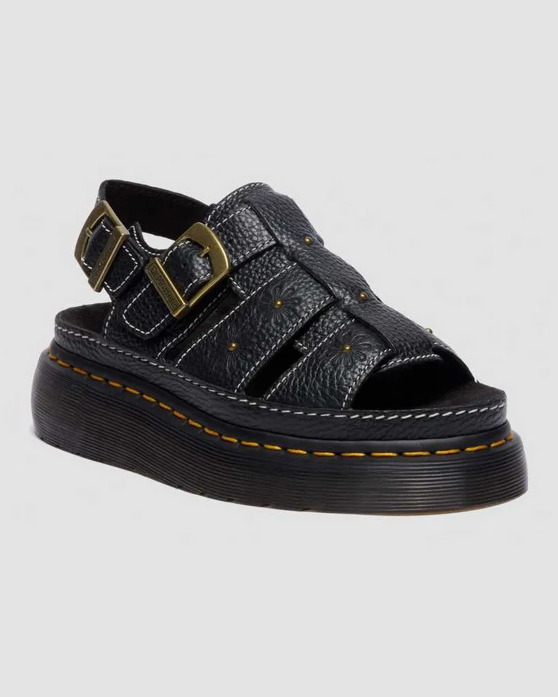 Dr.Martens Wrenlie Open Toe Nappa Leder Fisherman Plateausandalen in Schwarz, Größe Schwarz