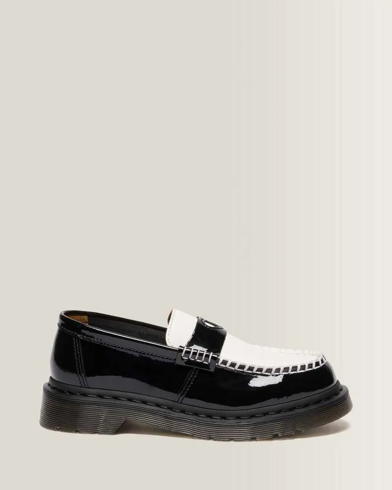 Dr.Martens Penton Heart Zweifarbige Lackleder Loafer in Schwarz, Größe Schwarz