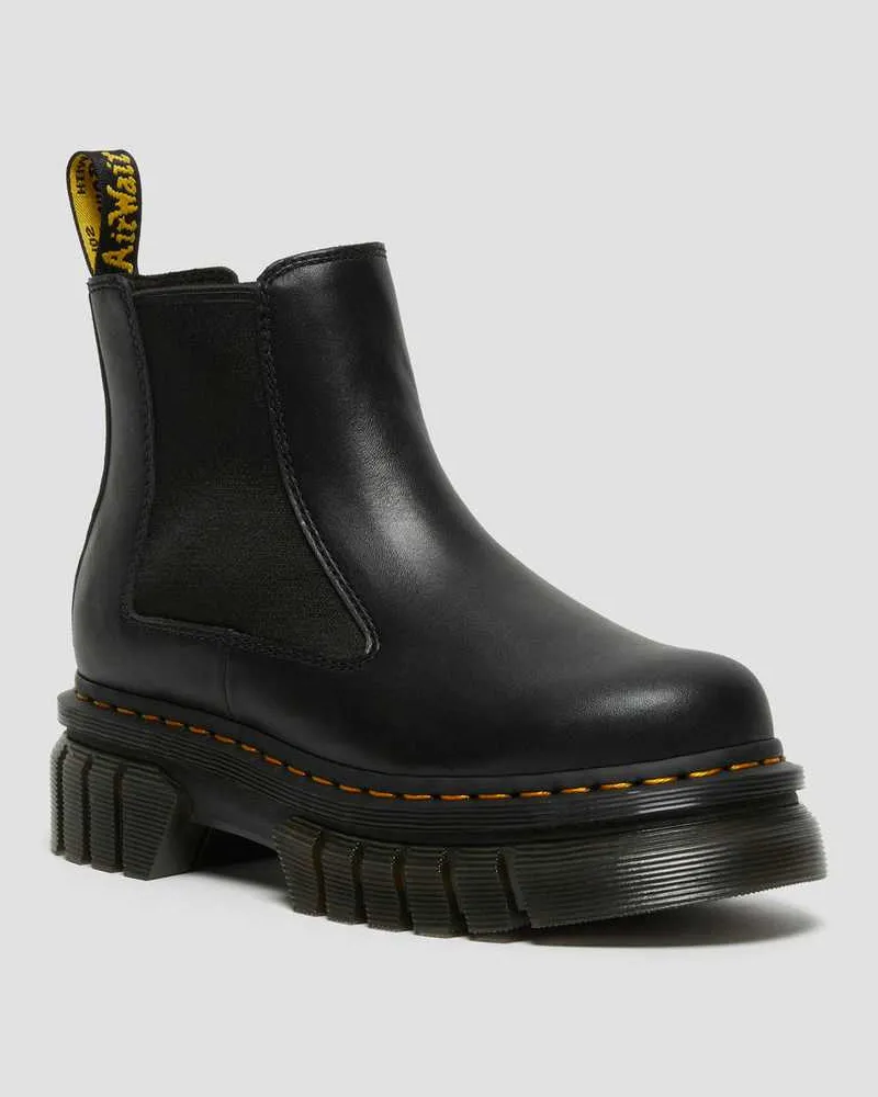 Dr.Martens Audrick Nappa Lux Leder Plateau Chelsea Stiefel in Schwarz, Größe Schwarz