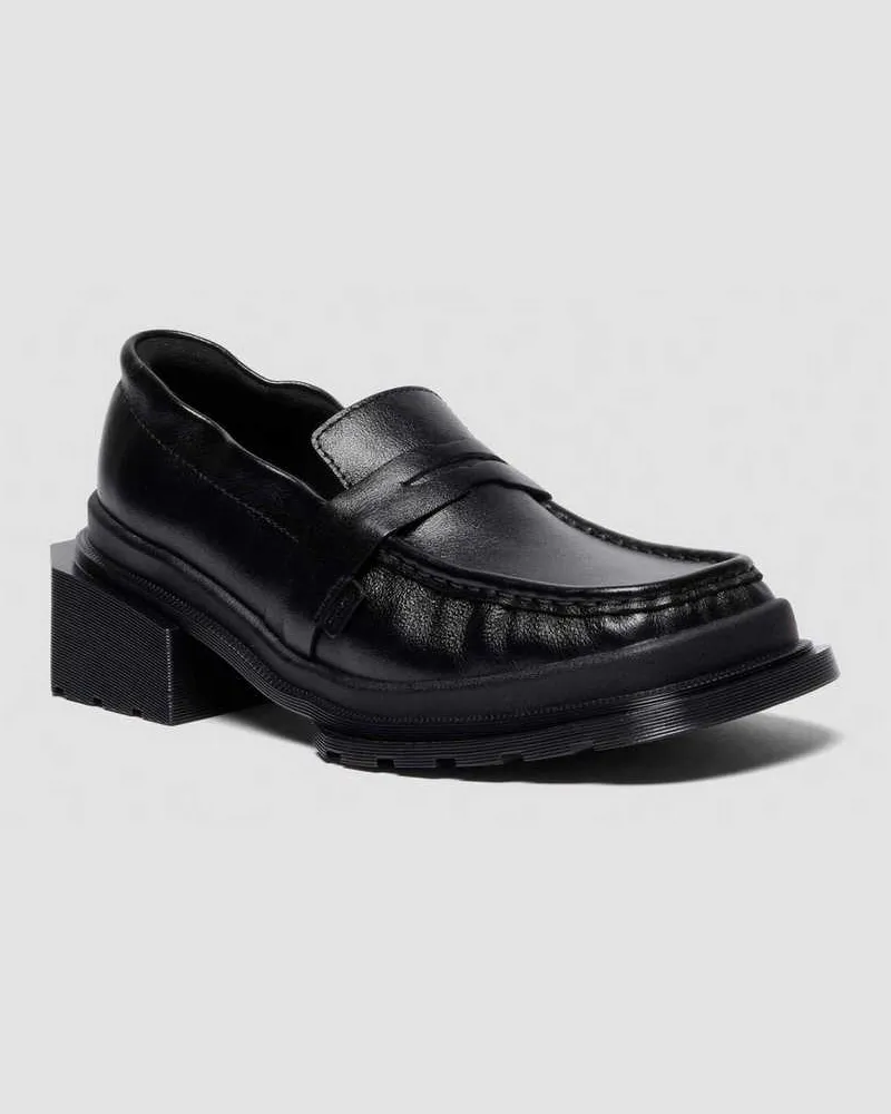 Dr.Martens Maybole Square Toe Ruched Leder Loafer in Schwarz, Größe Schwarz