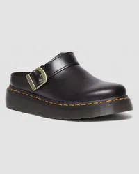 Dr.Martens Laketen Leder Plateau Mules Schuhe in Schwarz Schwarz