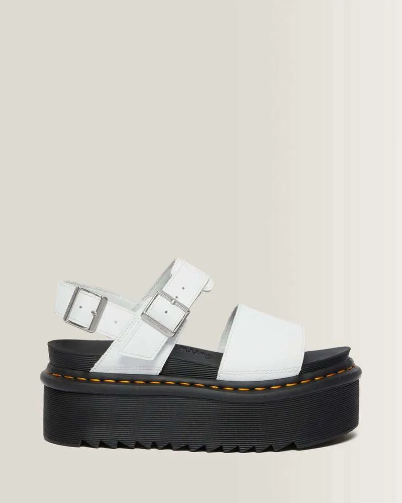 Dr.Martens Voss Quad Lederband Plattform Sandalen, Leder in Weiß, Größe Weiß