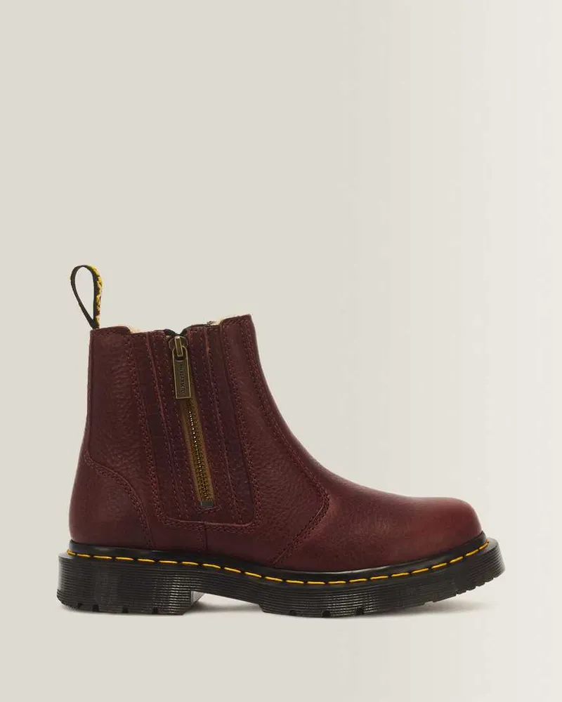 Dr.Martens 2976 Alyson Grizzly Leder Zip Up Chelsea Wintergrip Chelsea Stiefel Schuhe in Rot, Größe Rot