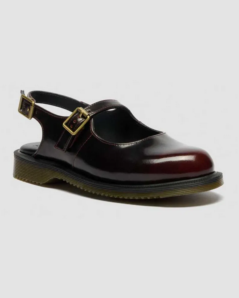 Dr.Martens Madaline Mary Jane Rub Off Leder Sling Back Schuhe in Rot, Größe Rot