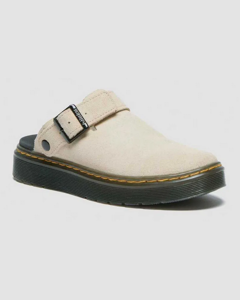Dr.Martens Suède Carlson Wildlederpantoletten Sandalen in Weiß, Größe Weiß