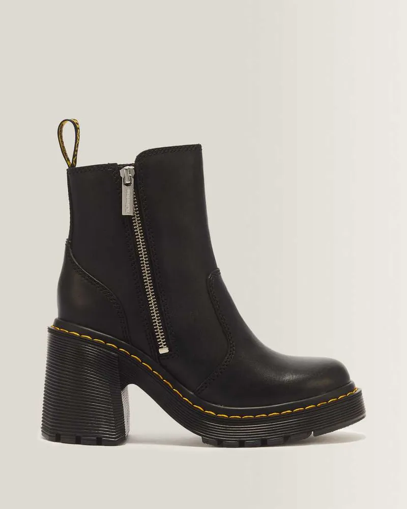 Dr.Martens Spence Zip Sendal Leder Stiefel Mit Absatz in Schwarz, Größe Schwarz