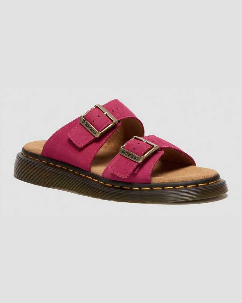 Dr.Martens Josef Nubuck Leder Slide Sandalen in Rosa, Größe Rosa
