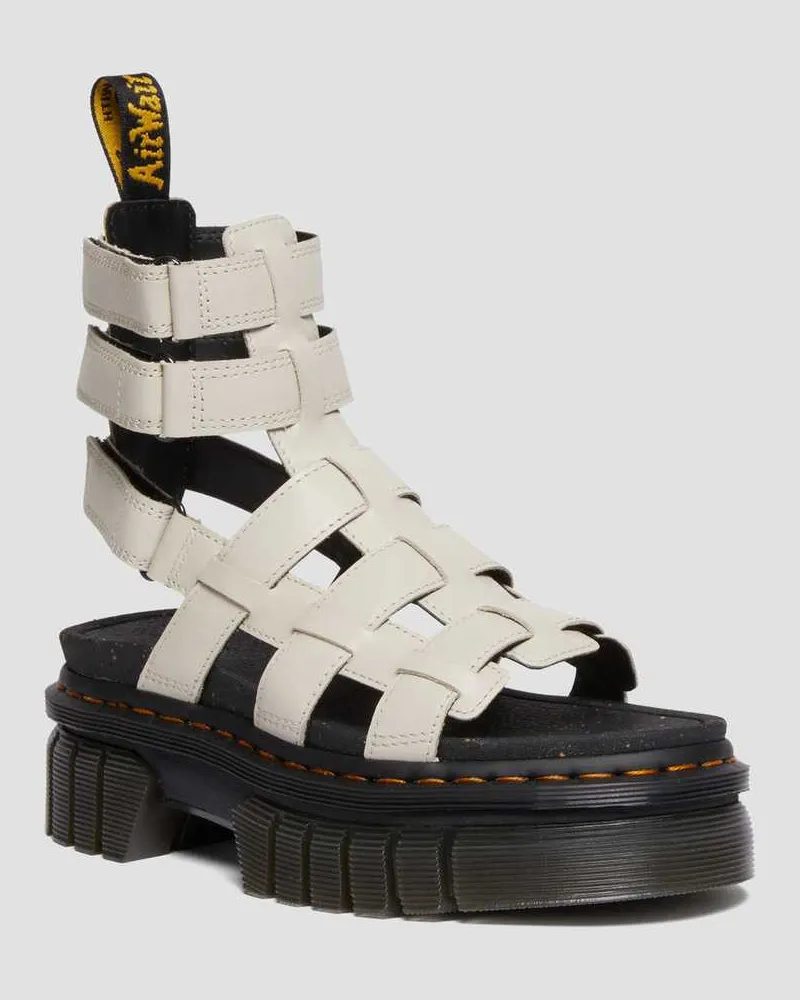 Dr.Martens Ricki Nappa Lux Leder Gladiator Plateausandalen in Creme/Grau, Größe Creme