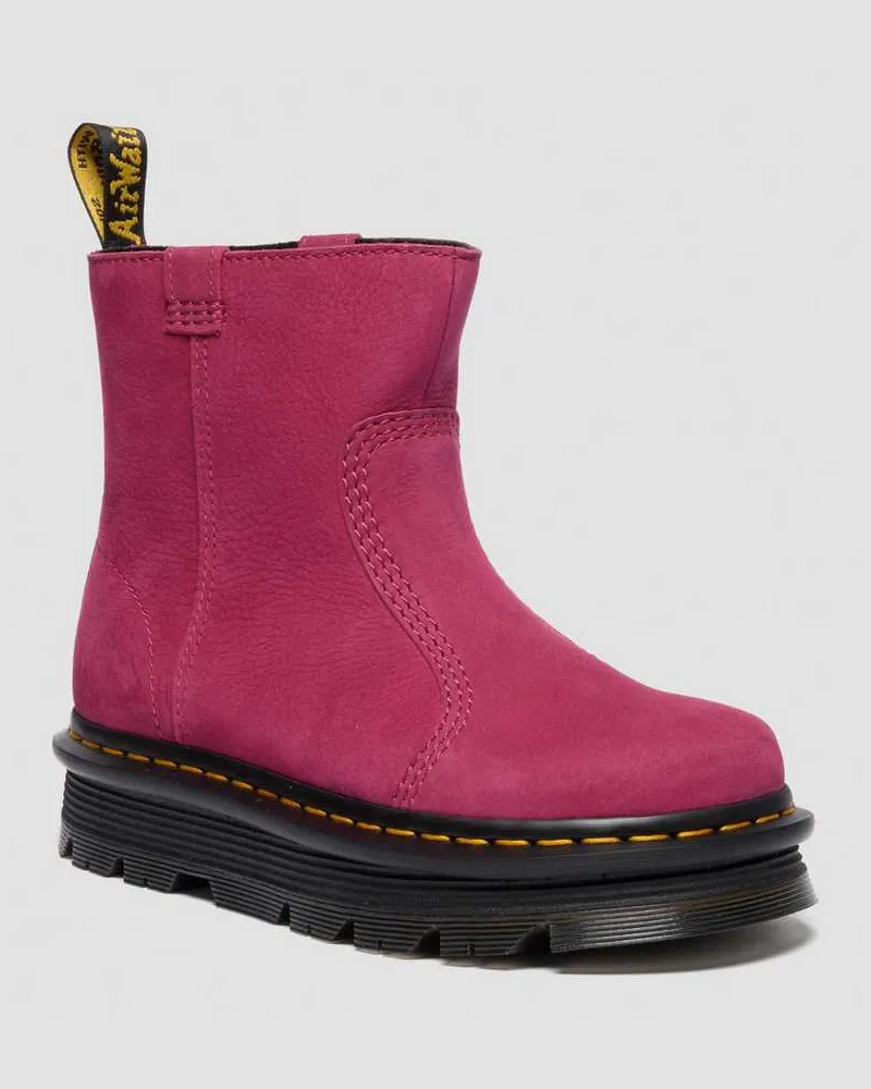 Dr.Martens Zebzag Rigger Slip On Nubuck Stiefel in Rosa, Größe Rosa
