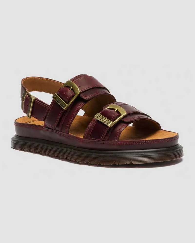 Dr.Martens San Two Strap Leder Sandalen in Rot, Größe Rot