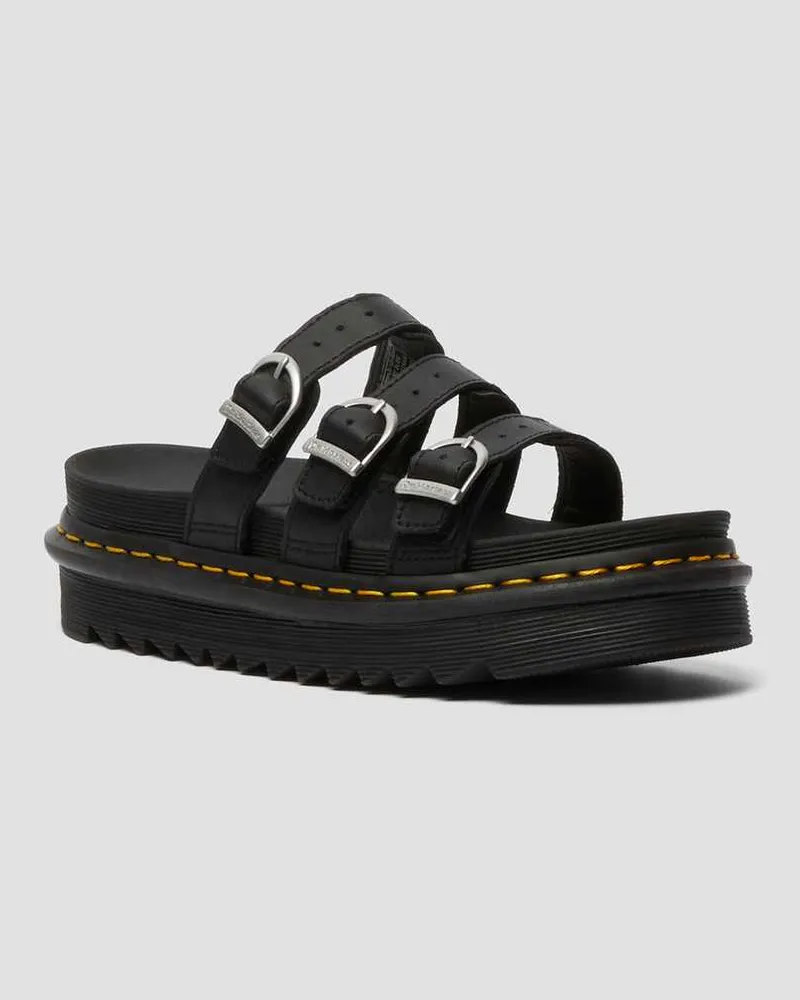 Dr.Martens Hydro Blaire Slide Sandalen, Leder in Schwarz, Größe Schwarz