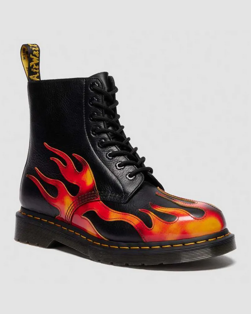 Dr.Martens 1460 Pascal Flame Arcadia Rub Off Leder Stiefel in Schwarz, Größe Schwarz