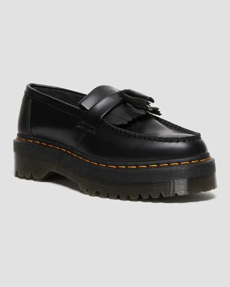 Dr.Martens Adrian Quad Leder Plateau Tassle Loafer in Schwarz, Größe Schwarz