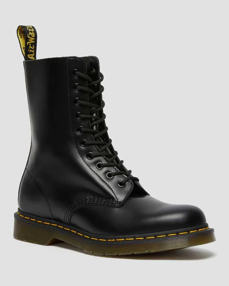 Dr.Martens 1490 Glatt, Leder Stiefel in Schwarz Schwarz