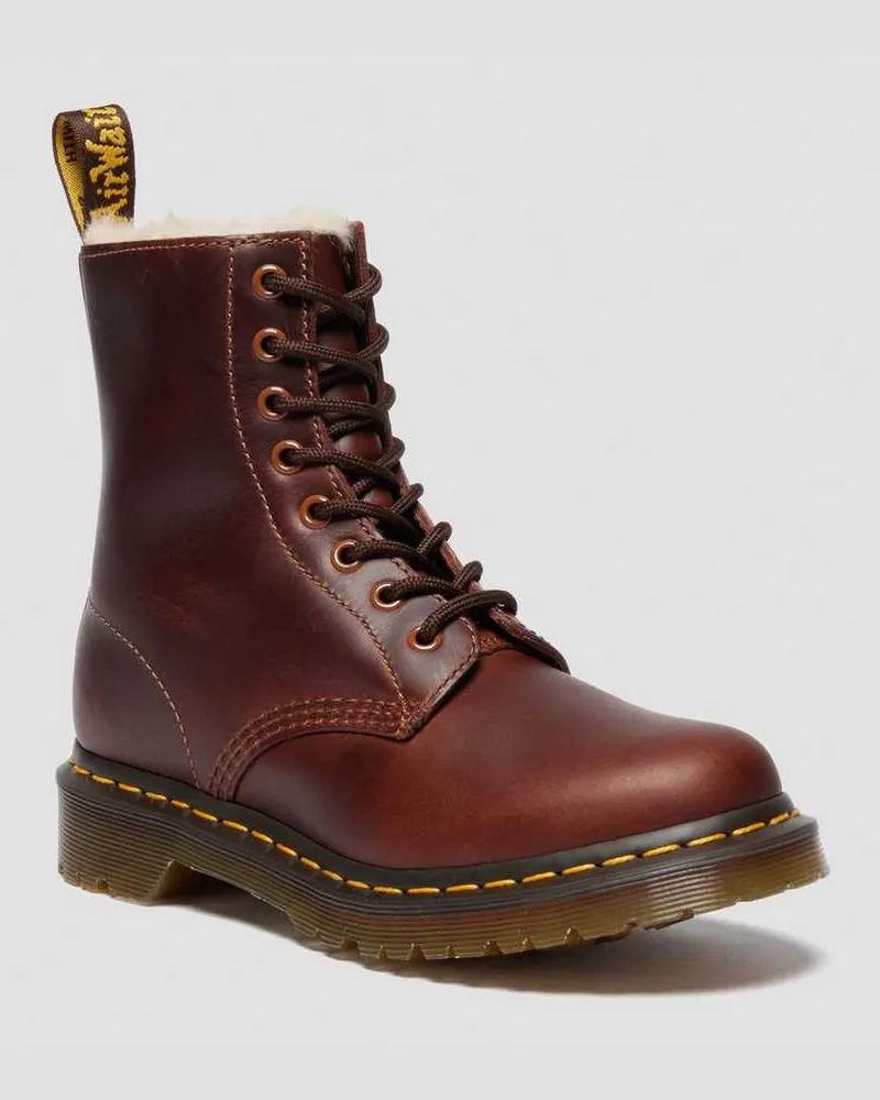 Dr.Martens Leder 1460 Serena Stiefeletten Mit Kunstfellfutter in Braun, Größe Braun
