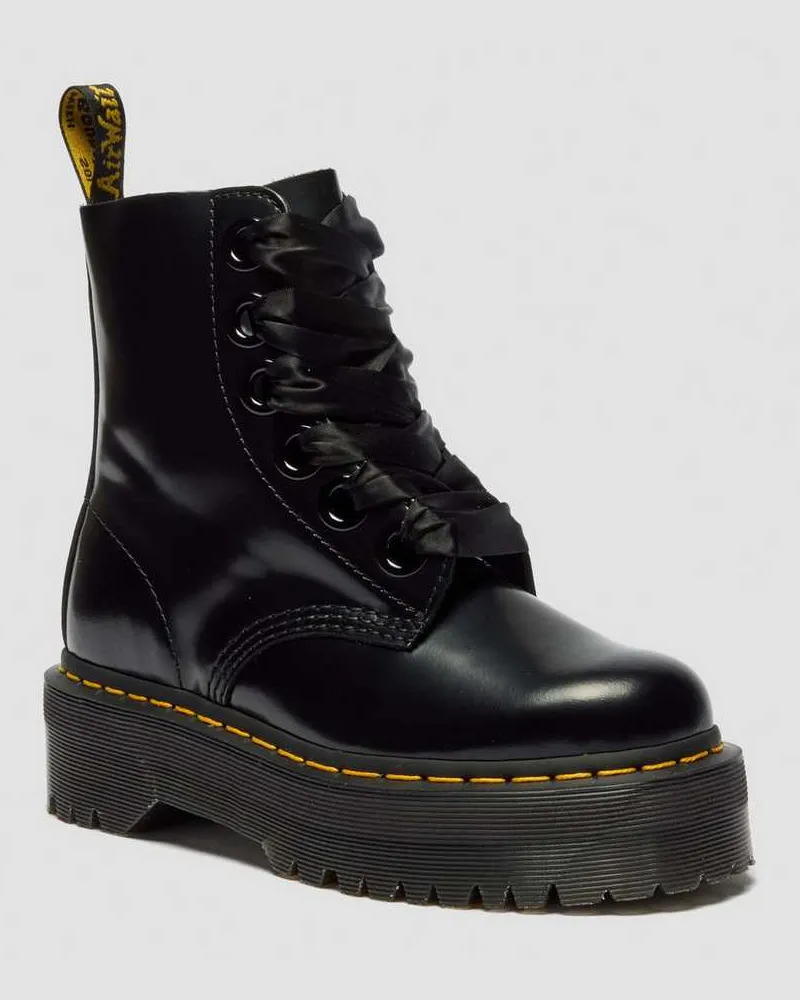 Dr.Martens Molly Plateau Stiefel, Leder Schuhe in Schwarz, Größe Schwarz