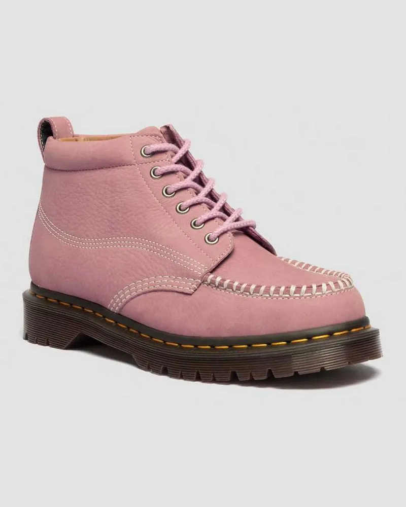 Dr.Martens Lowell Chukka Nubuck Moc Toe Ankle Stiefel Schuhe in Rosa, Größe Rosa