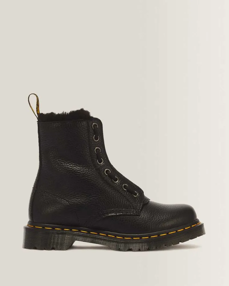 Dr.Martens 1460 Serena Zip 8-Ösen Milled Nappa Leder Stiefel in Schwarz, Größe Schwarz