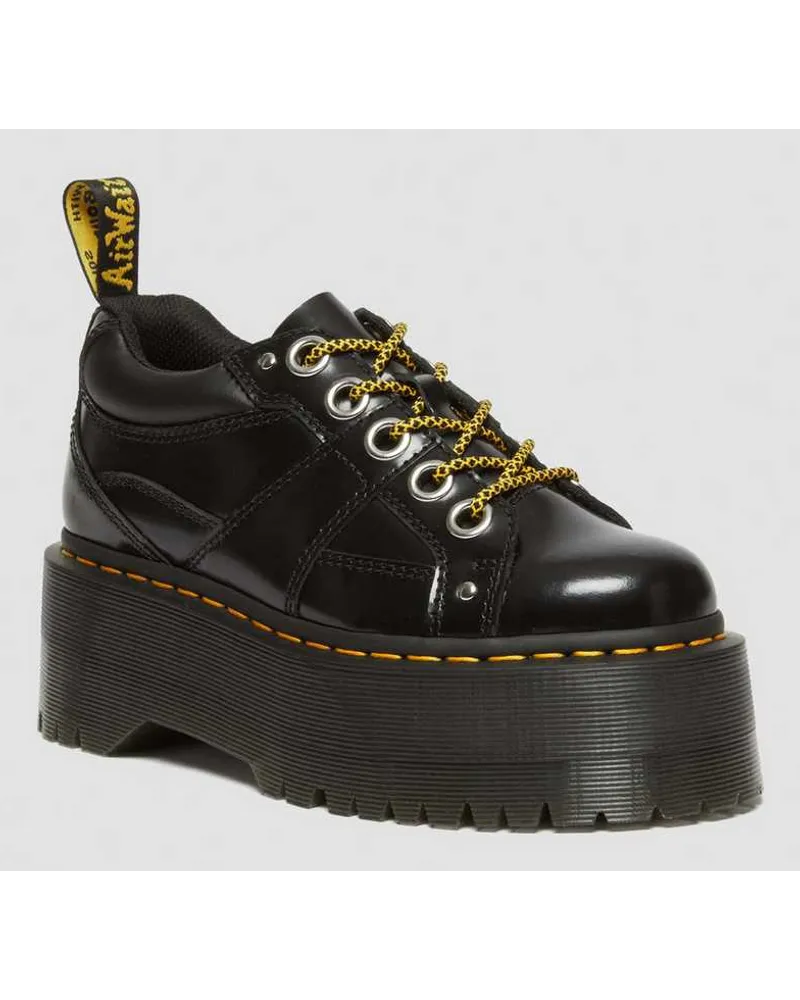 Dr.Martens 5-Eye Max Buttero Leder Plateauschuhe in Schwarz Schwarz