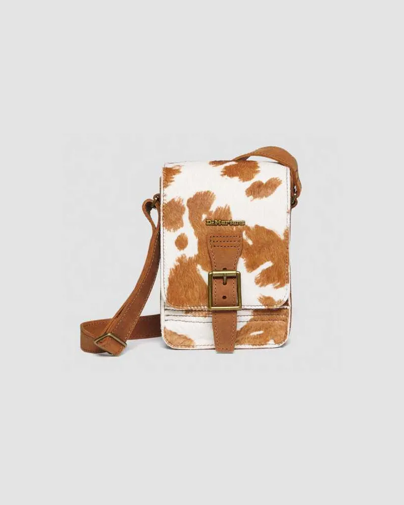 Dr.Martens Hair-On Cow Print Vertical Umhängetasche in Bräunen/Creme/Bedruckt Bräunen