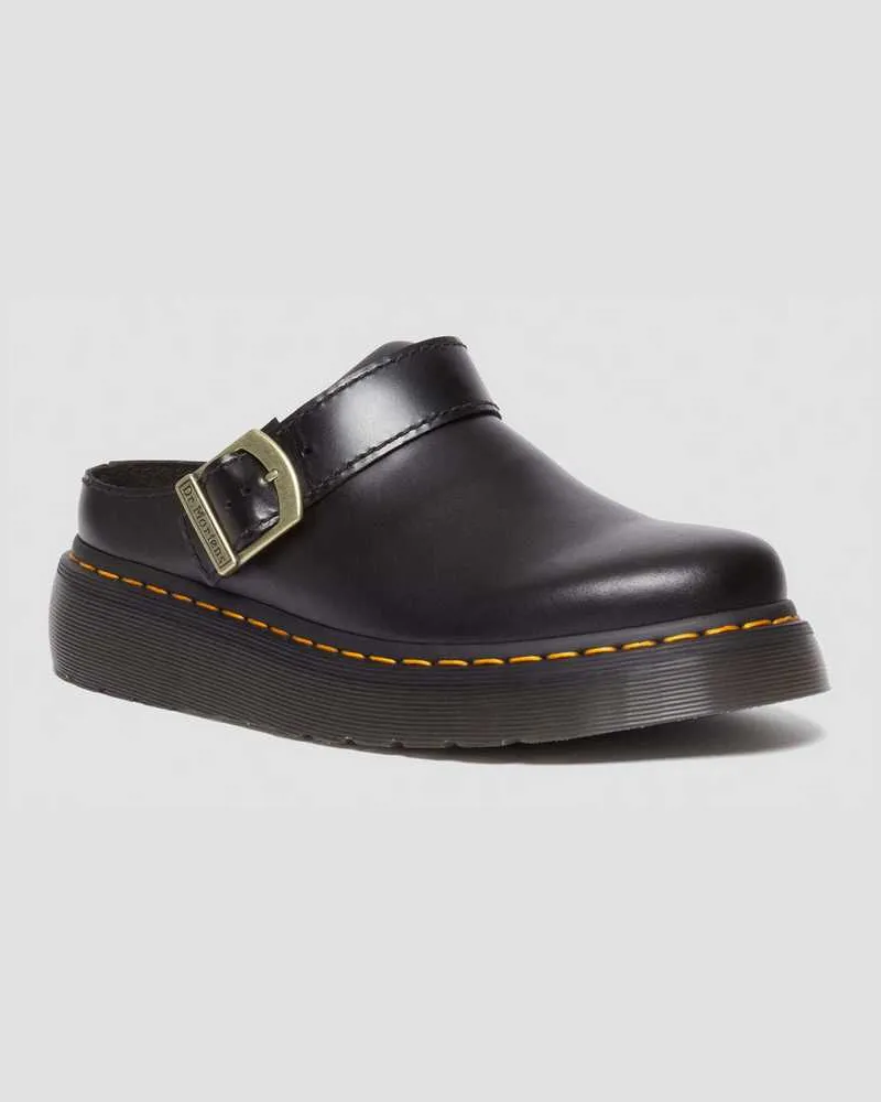 Dr.Martens Laketen Leder Plateau Mules Schuhe in Schwarz, Größe Schwarz