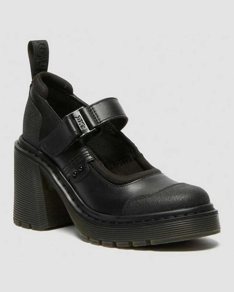 Dr.Martens Leder Eviee Tech Strap Mary Jane AbsatzSchuhe in Schwarz, Größe Schwarz