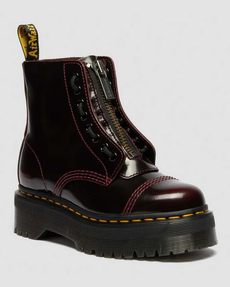 Dr.Martens Sinclair Arcadia Leder Plateaustiefel Schuhe in Rot, Größe Rot