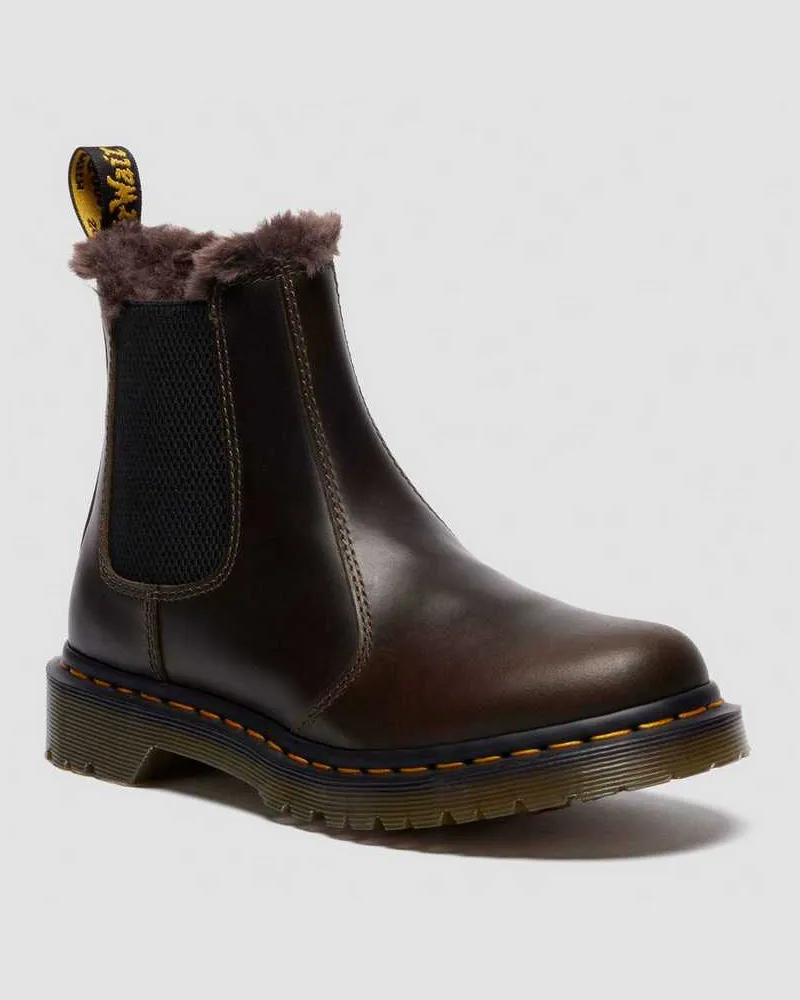 Dr.Martens 2976 Leonore Leder Chelsea Stiefel Mit Kunstfellfutter Schuhe in Creme, Größe Creme