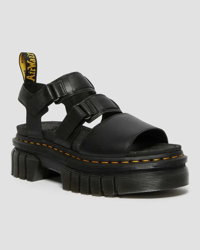 Dr.Martens Ricki Nappa Lux Leder Plateausandalen Mit 3 Riemen in Schwarz, Größe Schwarz