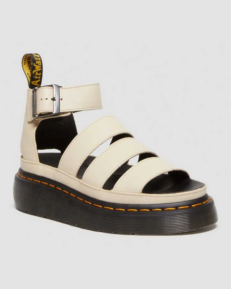 Dr.Martens Clarissa II Pisa Leder Plateau Riemensandalen in Creme, Größe Creme