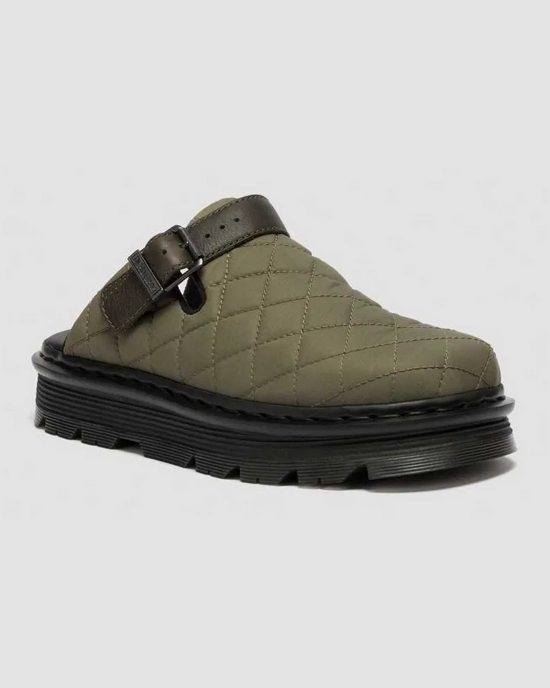Dr.Martens Zebzag Quilted Canvas Plateau Mules in Grün, Größe Grün