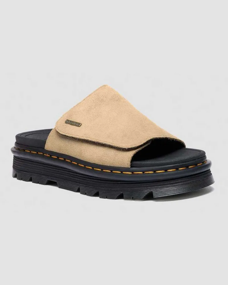 Dr.Martens Suède Zebzag Wildleder Plateau Slides in Bräunen, Größe Bräunen